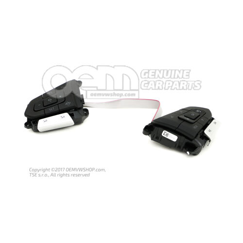 Súprava multifunkčných tlačidiel pre volant čierna/biela/chrómová lesklá 3G0959442NVJA