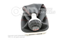 Hlavica rýchlost. páky (koža) s obkladom rých. páky (koža) čierna/strieborná/červená (3)